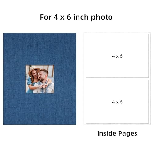 4x6 Slip In Photo Album Holds 200 Pockets Cloth Cover Navy Blue | DIY cover window, Acid free pages, PVC free pockets, Family Travel Wedding, Gift ready - color: Navy Blue, size: 200 Pockets