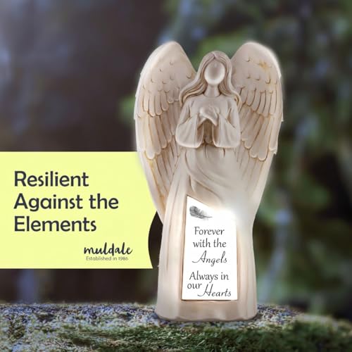 Muldale Solar Angel Statue for Cemetery - in Loving Memory Ornament - Outdoor Indoor Praying Angel Figurines Loss of Loved Ones - Gifts for Passed Loved Ones - style: Classic Tribute