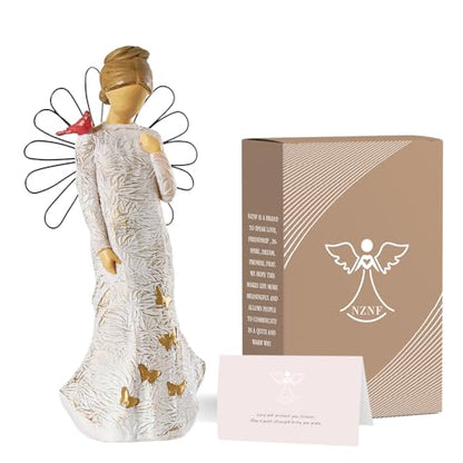 Sympathy Angel Figurines for Loss of Loved Ones Angel Statues | Home Decor Serenity Prayer Gifts for Women Resin Sculpted Hand-Painted Figure Bereavement Gift Praying Hands Statue - style: Sympathy Angle( Cardinal Style)