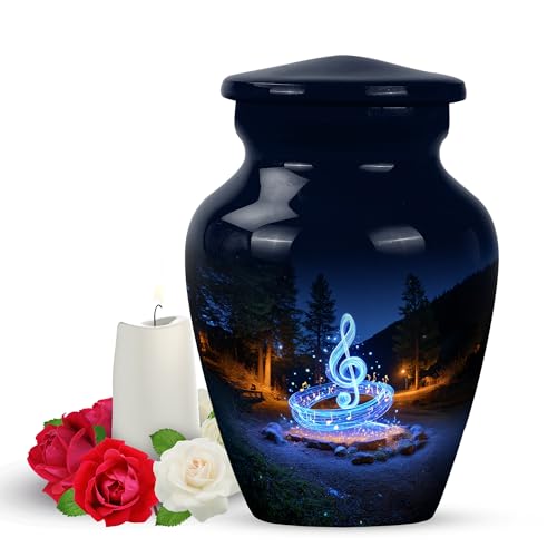 Yatskia Blue Music Small Funeral Keepsake Urn for Ashes Adult Men and Women, Mini Cremation Burial Urns for Human Ashes Adult Female, (Classic Pack of 1, 3 Inch) - color: #2 Music, size: 3 Inch Pack of 1