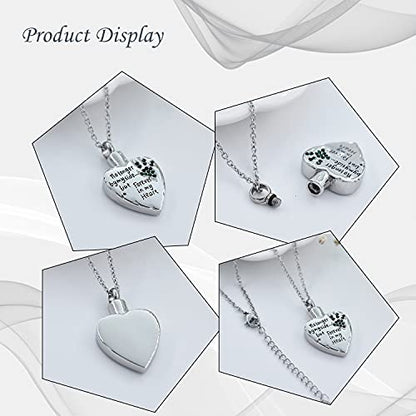 Fashion Pet Cremation Jewelry Stainess Steel Heart Keepsake Ashes Necklace Dog Cat Paw Memorial Urn Pendant - color: Gold