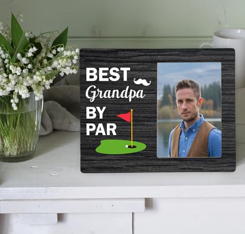 Best Grandpa By Par Picture Frame, Grandpa Photo Frame from Granddaughter Grandson, Golf Wooden Frame Gifts for Men Grandpa, 4x6 inch Photo - style: Best Grandpa By Par