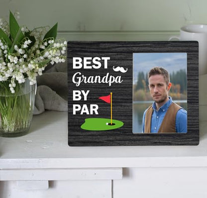 Best Grandpa By Par Picture Frame, Grandpa Photo Frame from Granddaughter Grandson, Golf Wooden Frame Gifts for Men Grandpa, 4x6 inch Photo - style: Best Grandpa By Par