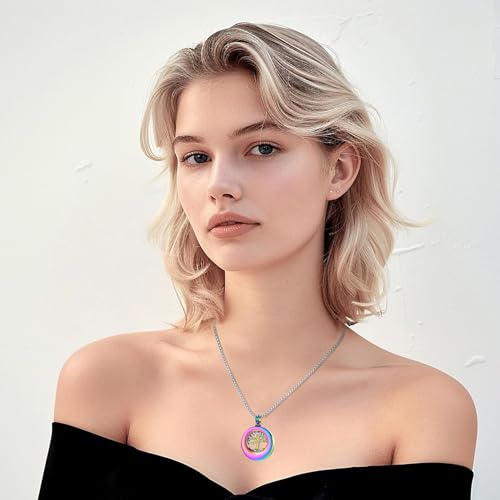 Hearbeingt Tree of Life Urn Necklaces for Ashes Circle Cremation Jewelry - color: A-Colorful