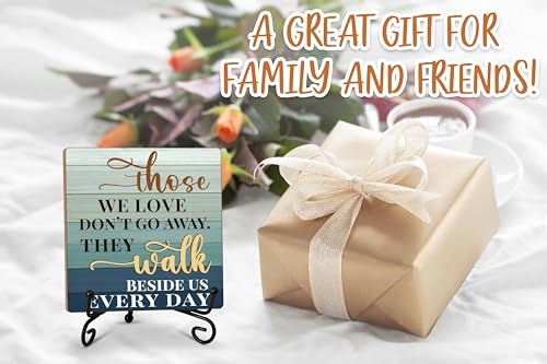 In Loving Memory Gifts for Loss of Loved One, Those We Love Don't Go Away Tabletop Sign, Sympathy Gift Sign, Memorial Quotes Wood Plaque With Iron Stand for Home Office -14