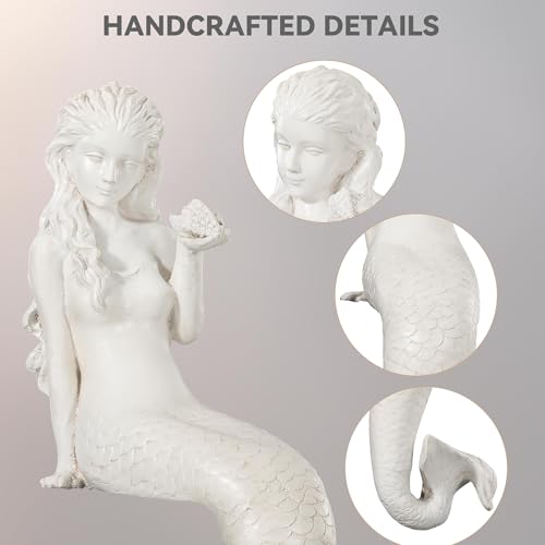 Large Mermaid Garden Statue, 25.6 in DIY Outdoor Sculpture Figurines - color: Mermaid-25.6"