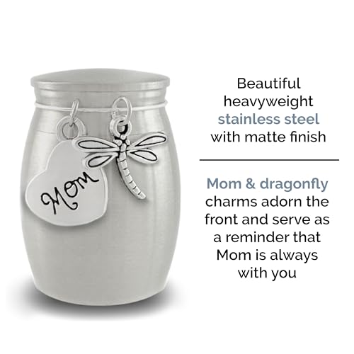 Small Urn for Mom Dragonfly Keepsake Miniature Ashes Holder for Loss of Mother for Cremation Ashes Memorial Vial
