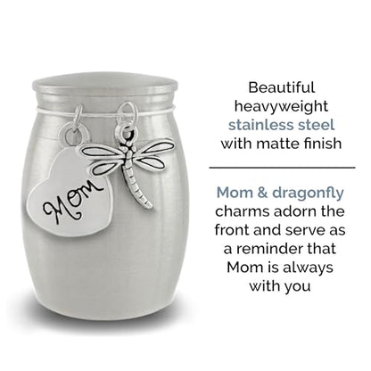 Small Urn for Mom Dragonfly Keepsake Miniature Ashes Holder for Loss of Mother for Cremation Ashes Memorial Vial