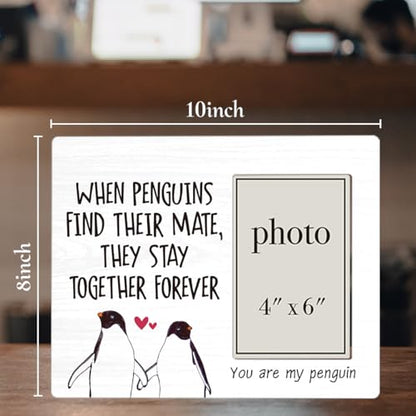 You Are My Penguin Wood Photo Frame, Couple Picture Frame | Couple Penguin Gifts for Girlfriend, Boyfriend, Love Picture Frames for Couples, 4 x 6 Inch Photo - color: Penguins