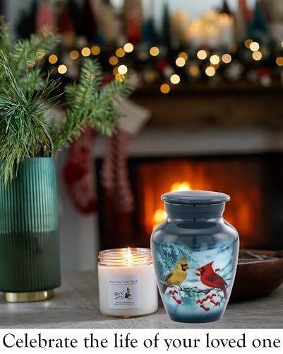 Immortal Memories Mini Cardinal Urn - Cozy Cardinals Sharing Urn with Velvet Case & Bag, Gray (CC-K Keepsake) - size: Keepsake
