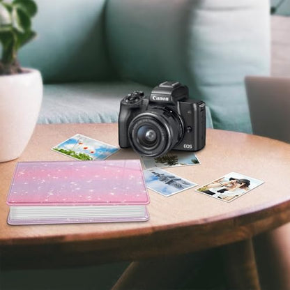 Fintie Photo Album 4x6 Photos - 112 Pockets Wallet Albums Memory Book | Vegan Leather Cover, 4X6 Picture Keepsakes, Family/Wedding/Travel Memory Book, Baby/Kids/Boys/Girls Gift, Glitter Purple/Pink - color: Glittering Purple/Pink
