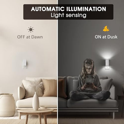 Night Lights Plug into Wall, Modern LED Night Light Plug in | Dusk to Dawn Sensor 5000K Daylight 0-100LM Adjustable Brightness Dimmable NightLight 2 Pack Hallway Bedroom Stairway - color: White-5000K, size: 2 Pack