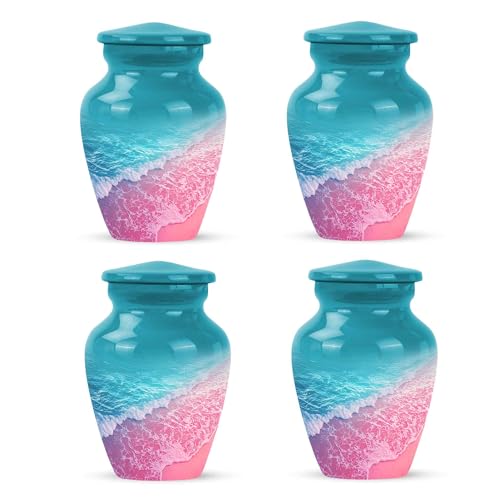 Yatskia Blue and Pink Beach Small Urns for Human Ashes Keepsake Female, Mini Urn for Adult Ashes Male, (Classic Pack of 4, 3 Inch) - color: #1 Pink, size: 3 Inch Pack of 4