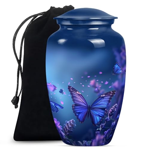 Butterfly Urn for Ashes, Large Cremation Urns for Human Ashes Adult Male - color: Blue Butterfly, size: 10 inch (1 piece)