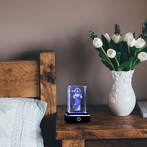Movdyka 3D Crystal Cross Jesus Missionary Figurine with Colorful Light Base | Religious Gifts for Women Men Christian Laser Engrave Inspirational Gifts for Friends Faith on Birthday Unique - color: jesus on cross