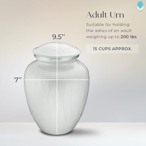 Embrace Adult Personalized Doves Cremation Urns for Human Ashes I Large Picture Pearl White Funeral Urn for Adult Men and Women with Double Side Engraving I 200 lbs - color: _Pearl White (Double Sided)