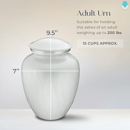 Embrace Adult Personalized Doves Cremation Urns for Human Ashes I Large Picture Pearl White Funeral Urn for Adult Men and Women with Double Side Engraving I 200 lbs - color: _Pearl White (Double Sided)