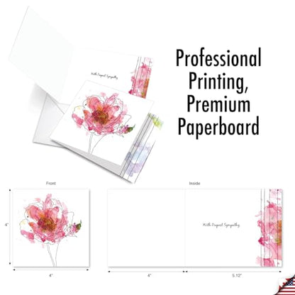 The Best Card Company - 12 Sympathy Note Cards with Envelopes - Loving Flower Bereavement (4 Designs, 3 Each) - Basic Blooms AMQ4627SMG-B3x4 - style: Basic Blooms