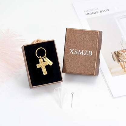 XSMZB Cross Urn Necklace for Ashes for Women Men Tree of Life Cross Cremation Jewelry Keepsake Pendant for Ashes of Loved One - color: Gold Keychain