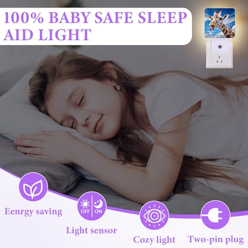 Cute Giraffe Night Light,Night Lights Plug into Wall,Led Lamp for Stairway/Hallway/Bedroom 0.5W Nightlight Sleep Friendly - color: Cute Giraffe