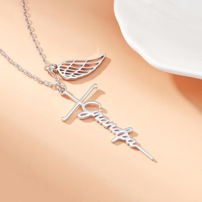 Lcherry Cremation Cross Necklace for Women - Angel Wing Faith Cross Necklace Memorial Gifts Religious Jewelry for Women - style: Grandpa