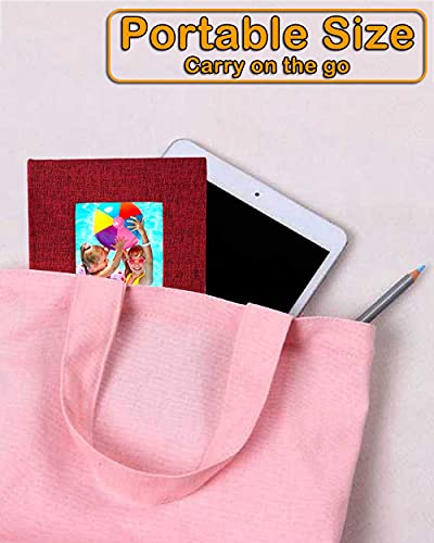 GPIRAL Small Photo Album 4x6 – Clear Pages, Linen Cover with Front Window, Pack of 2, Each Album Holds 52 Photos, Small Brag Book for 4x6 Pictures, Red Fabric - color: Red, size: 4x6"-2 PACK