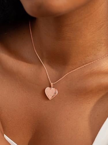 U7 Women Locket Necklace, Heart Photo Lockets Hold Picture, Gift Box Packed | Gold/Silver/Rose Locket Charm, Custom Picture and Engravement Heart Pendant, 20" Chain, Personalized Gift for Mom Wife Friend - color: 02# Rose Gold*Flower Grain