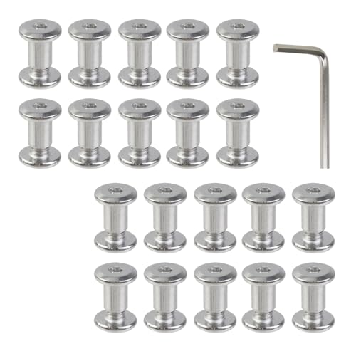 Oedema Chicago Screws M5×5mm Silver, Φ6×8mm, 20 Sets | Binding Screws, Stainless Steel Leather Rivets, for Belt Buckle, Leather Crafting, DIY Accessories - size: M5×5mm, Φ6×8mm