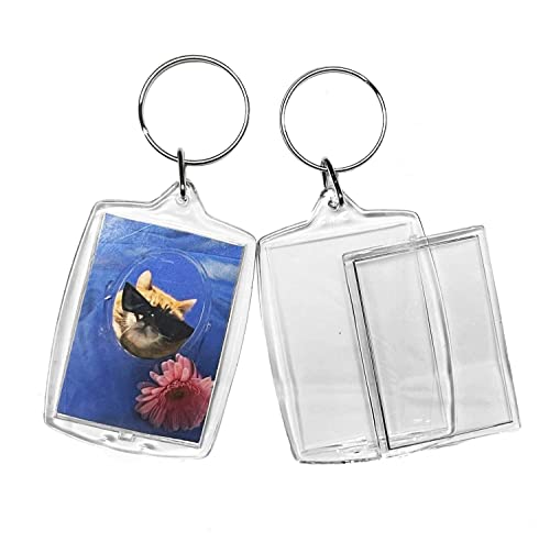 BetterJonny 20Pcs Acrylic Picture Keychain Blanks in Clear Acrylic Picture Frame Keyrings - color: Rectangle