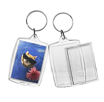 BetterJonny 20Pcs Acrylic Picture Keychain Blanks in Clear Acrylic Picture Frame Keyrings - color: Rectangle