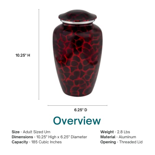 Red Tiger Eye Aluminum Cremation Urn, Adult Sized, 10.25 Inches High - color: Red Tiger