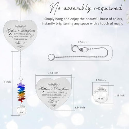 Aluminum Ornament Suncatcher - Christmas Mother's Day Birthday Gift for Women - Mothers and Daughters Keepsake - Heartfelt Gifts for Mom, Grandma, Nana, Mama, Daughters, Granddaughters - color: Never Truly Part