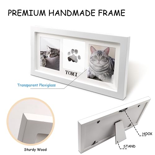 MYPAWLETS Paw Print Frame & Ink Pads Kit,Pawprint Kit for Dog/Cat,XL White | 2 No Mess Ink Pads,Clean Touch,PawPrint Stamp Pad,Dog Nose Print,Quality Memorial Frame,Personalized Dog Mom Gifts - color: Large-White