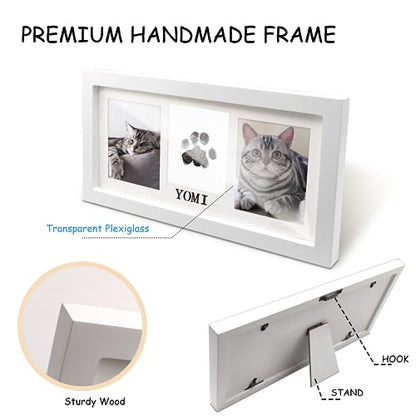MYPAWLETS Paw Print Frame & Ink Pads Kit,Pawprint Kit for Dog/Cat,XL White | 2 No Mess Ink Pads,Clean Touch,PawPrint Stamp Pad,Dog Nose Print,Quality Memorial Frame,Personalized Dog Mom Gifts - color: Large-White
