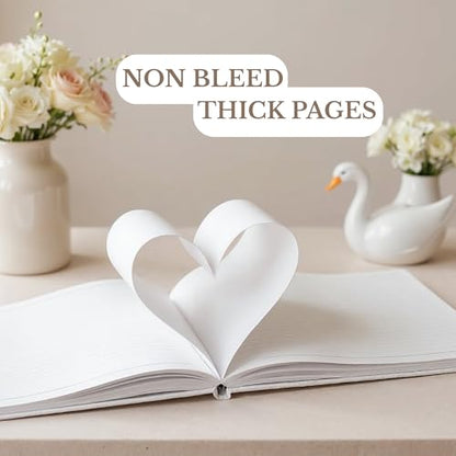 Wedding Guest Book for Guests to Sign, Elegant Wedding Guestbook Ideas, Sign in Book for Bridal and Baby Shower, Polaroid Guest Book, 100 Thick Lined and Blank Pages for Party, Wedding Books - color: Pink