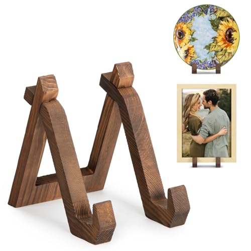 ANBOXIT Plate Display Stand, 6 Inch Plate Holder for Displaying | Decorative Plate Stand for Picture Frame Dish Photo Plaque Platter Wood Stand