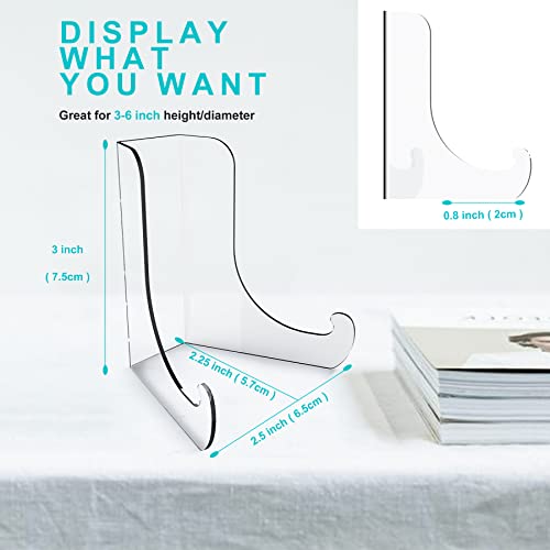 Boloyo Flat Back Acrylic Plate Display Stand , 3 Inch 2PC Clear Acrylic Display Holder Easel Base for Home Office Kitchen School Art Display - color: Flat Back, size: 3 inch(2PC)