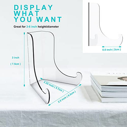 Boloyo Flat Back Acrylic Plate Display Stand , 3 Inch 2PC Clear Acrylic Display Holder Easel Base for Home Office Kitchen School Art Display - color: Flat Back, size: 3 inch(2PC)