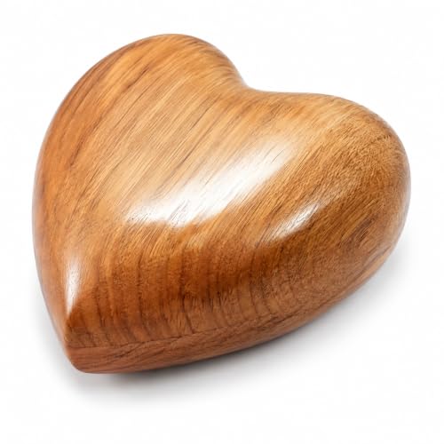 Handmade Heart-Shaped Wooden Cremation Urn, Memorial Keepsake for Human or Pet Ashes, Decorative Funeral Burial Urn Dog & Cat, Natural Matte Finish - color: Natural Matt, Small (4x4x2 Inches)