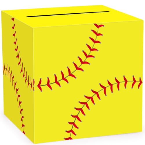 Hxezoc Softball Card Box Sports Party Favors Post Box Cardboard Receiving Money Holder for Softball Theme Wedding Reception, Baby Showers, Anniversary, Birthday Party, Table Centerpiece Decorations - style: Softball