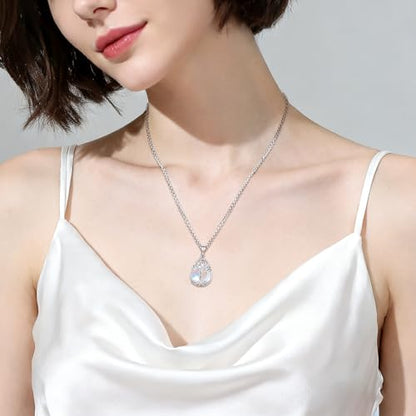 Eusense Tree of Life Necklace for Women Men Sterling Silver 925 Tree Urn Locket Cremation Jewelry Family Tree Pendant Gifts for Her Him Mom Dad Grandma Daughter - style: E-F-Tree of Life Necklace