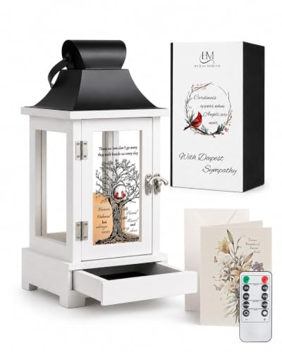 Memorial Lantern with Drawer for Keepsakes, Bereavement Sympathy Gifts for Loss of Loved One Mom Dad, Sympathy Lantern Funeral Gifts in Memory of Loved One - color: Those We Love/Black