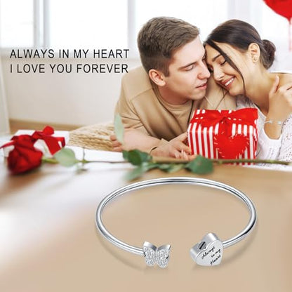 Oinsi CREMATION JEWELRY Stainless Steel Ashes Keepsake Cuff Bangle Opening Bracelet for Women and Men - Double Urn to Hold Ashes - color: B-Always in My Heart