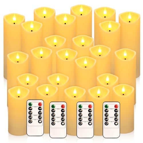 24-Pack Ivory-Colored Flame-Free Candles with 4 Remote Controls - color: 24Wave Flameless Candle