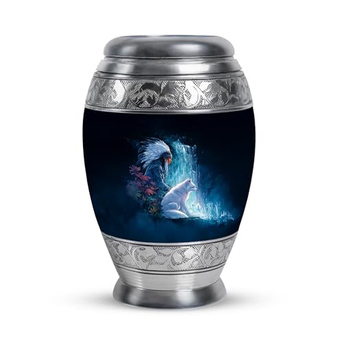 Native American Women's Urns for Human Ashes Adult Remains - Blue Urn for Mom and Dad - Black Keepsake for Ashes of Loved Ones - Fox Urn for Male and Female Memorial 3 Inch - color: Native American-4, size: 3-inch