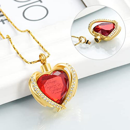 Imrsanl Cremation Jewelry Angel Wing Heart Urn Necklaces for Women - color: Red