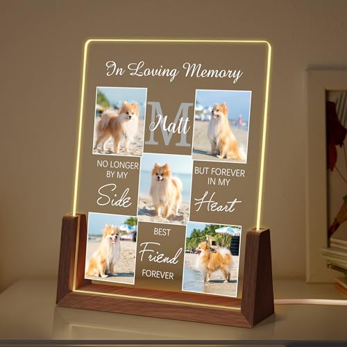 Personalized Dog Memorial Gifts, Custom Acrylic Light Up Picture Frame | Custom Pet Loss Gifts Cat Pet Memorial Gifts with Pictures for Pet Lover, Loss of Dog Sympathy Gifts - color: style-4