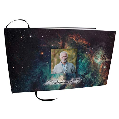 COMMEMORATIVE CREMATION URNS Supernova Photo Funeral Guest Book for Memorial Service and Celebration of Life Guest Book for Memorial Service - Beautiful & Vibrant Sign in Book for Funeral - color: Nebula