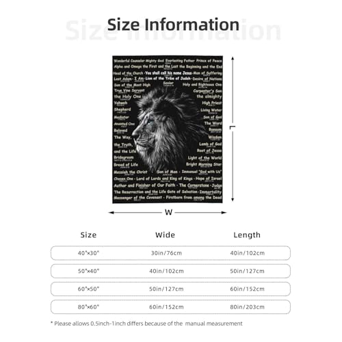 Names of God Gifts Blanket for Women Christian Gifts Faith Bible Religious Gifts Christian Inspirational Blankets Soft Flannel Throw Blanket 50"X40" - color: Lion, size: 50"x40"