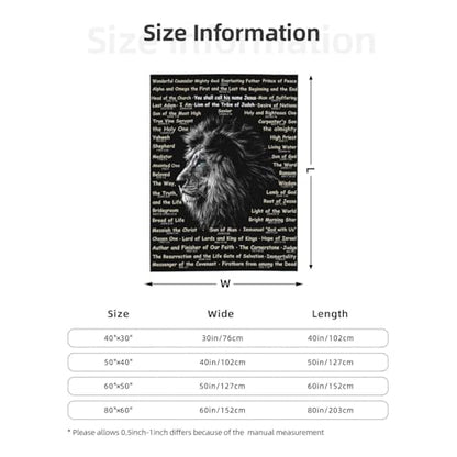 Names of God Gifts Blanket for Women Christian Gifts Faith Bible Religious Gifts Christian Inspirational Blankets Soft Flannel Throw Blanket 60"X50" - color: Lion, size: 60"x50"